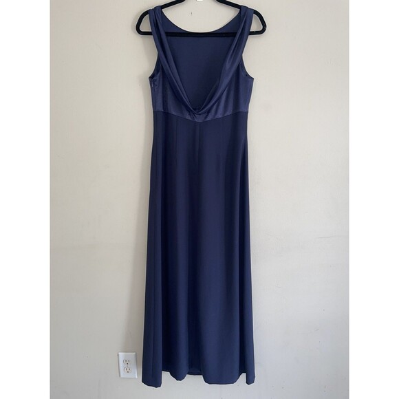 Adrianna Papell Occasions Maxi Formal Dress 8 Mother of the Bride Special Navy - Picture 5 of 10